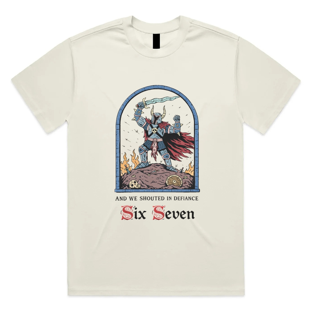 Six Seven - Cotton Classic Fit Retro Dark Humor Graphic Tee