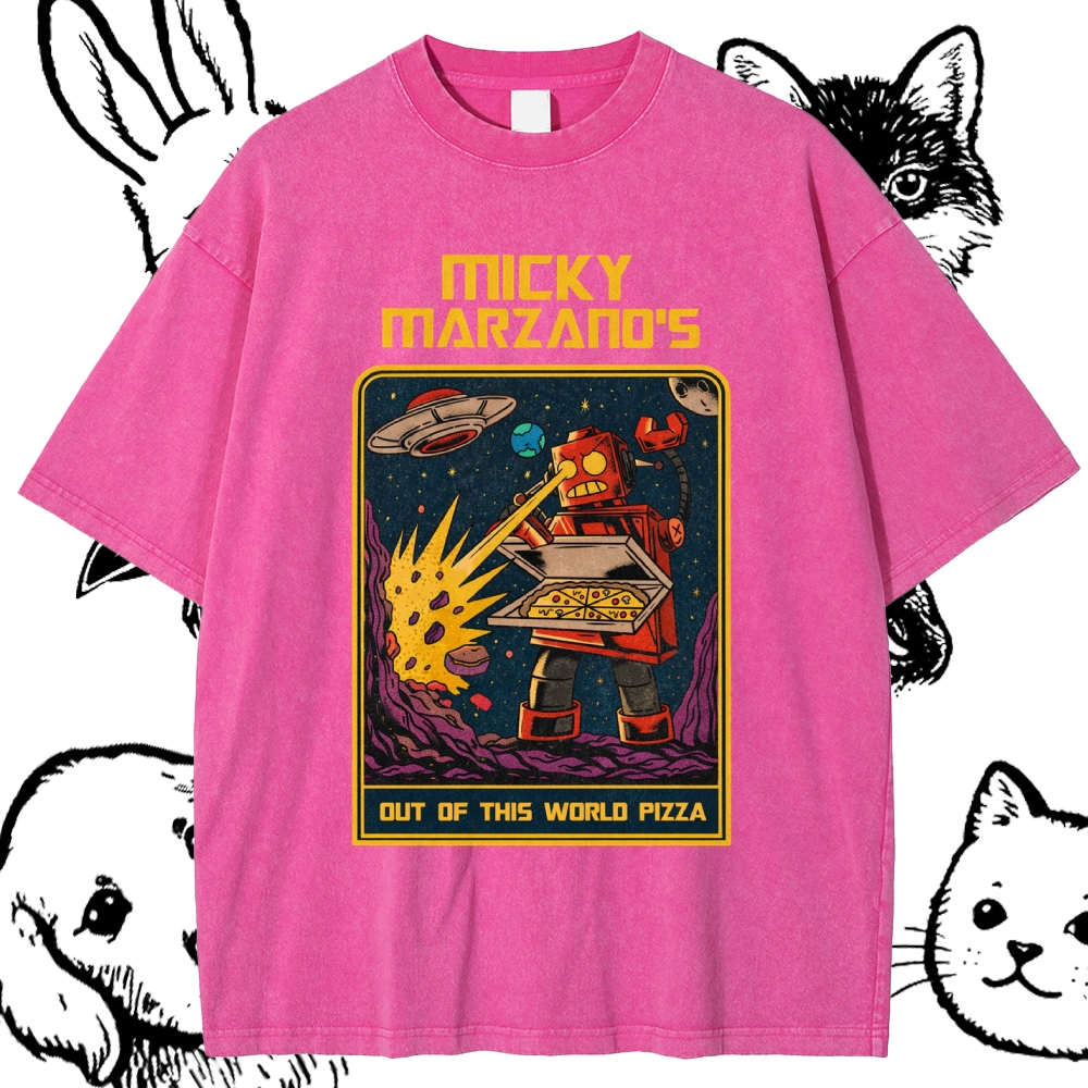Micky Marzano's Out of This World Pizza - Cotton Vintage Wash Classic Graphic Tee