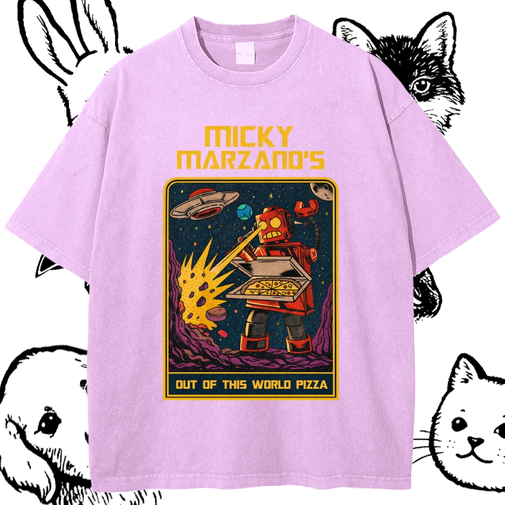 Micky Marzano's Out of This World Pizza - Cotton Vintage Wash Classic Graphic Tee