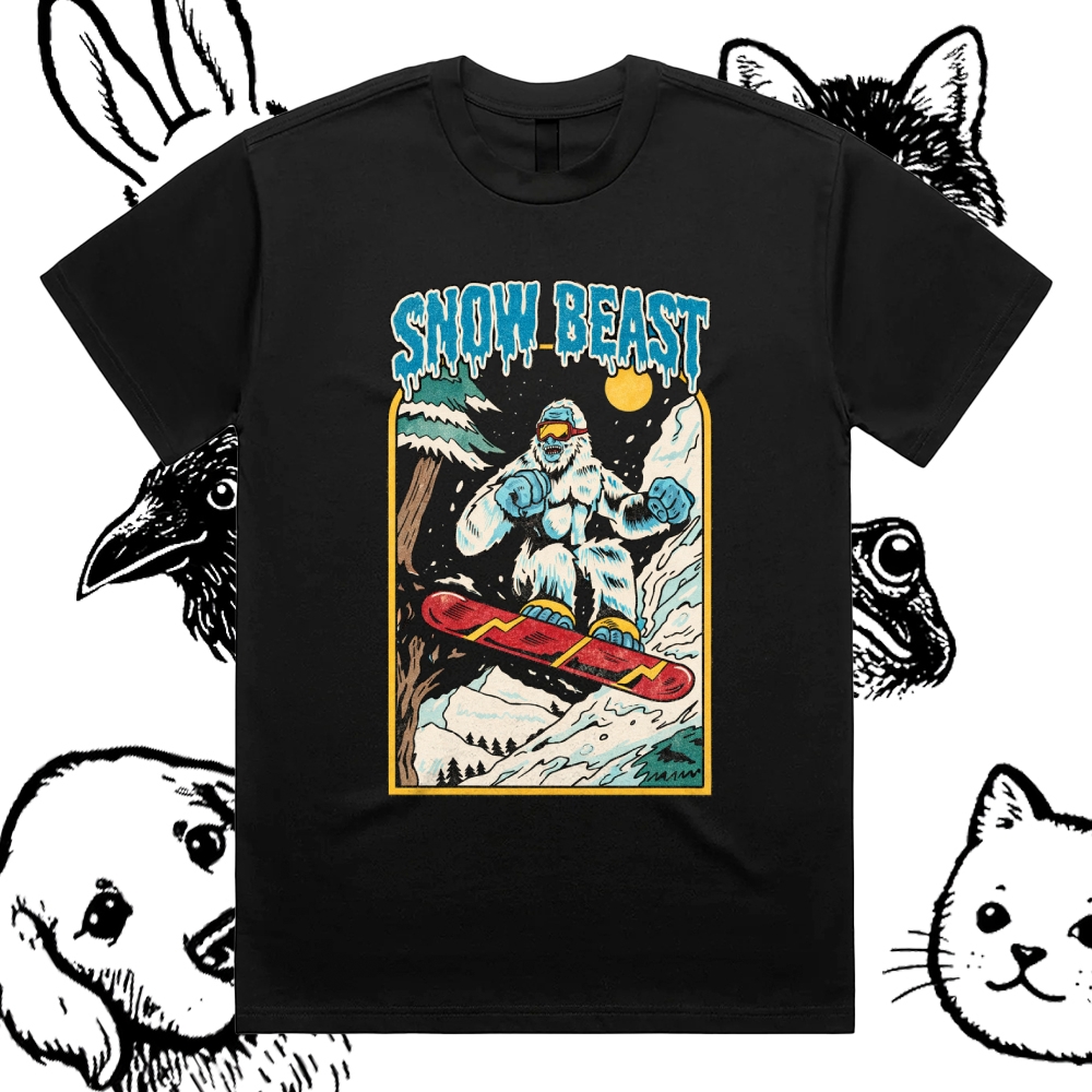 Snow Beast - Cotton Classic Fit Retro Dark Humor Graphic Tee