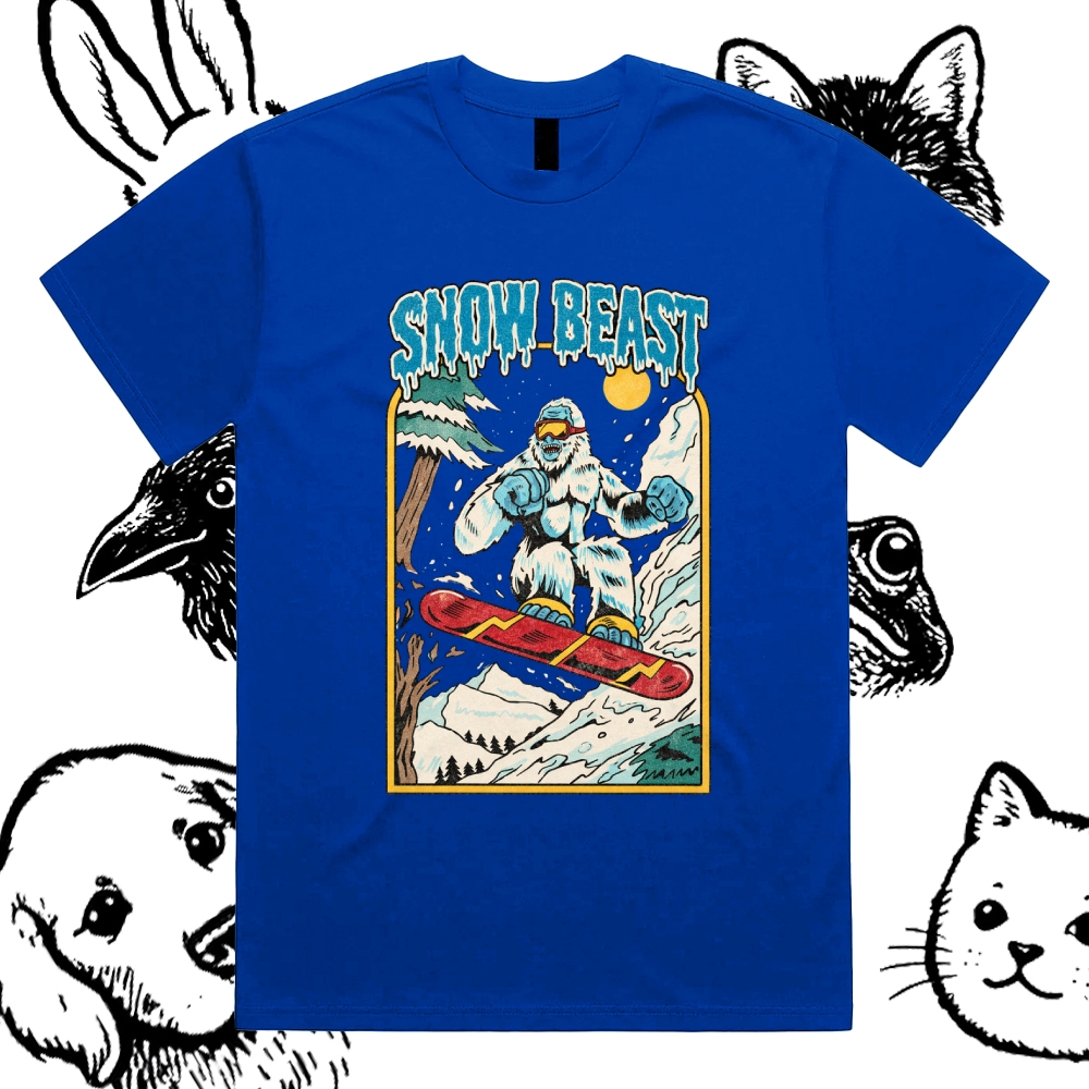 Snow Beast - Cotton Classic Fit Retro Dark Humor Graphic Tee