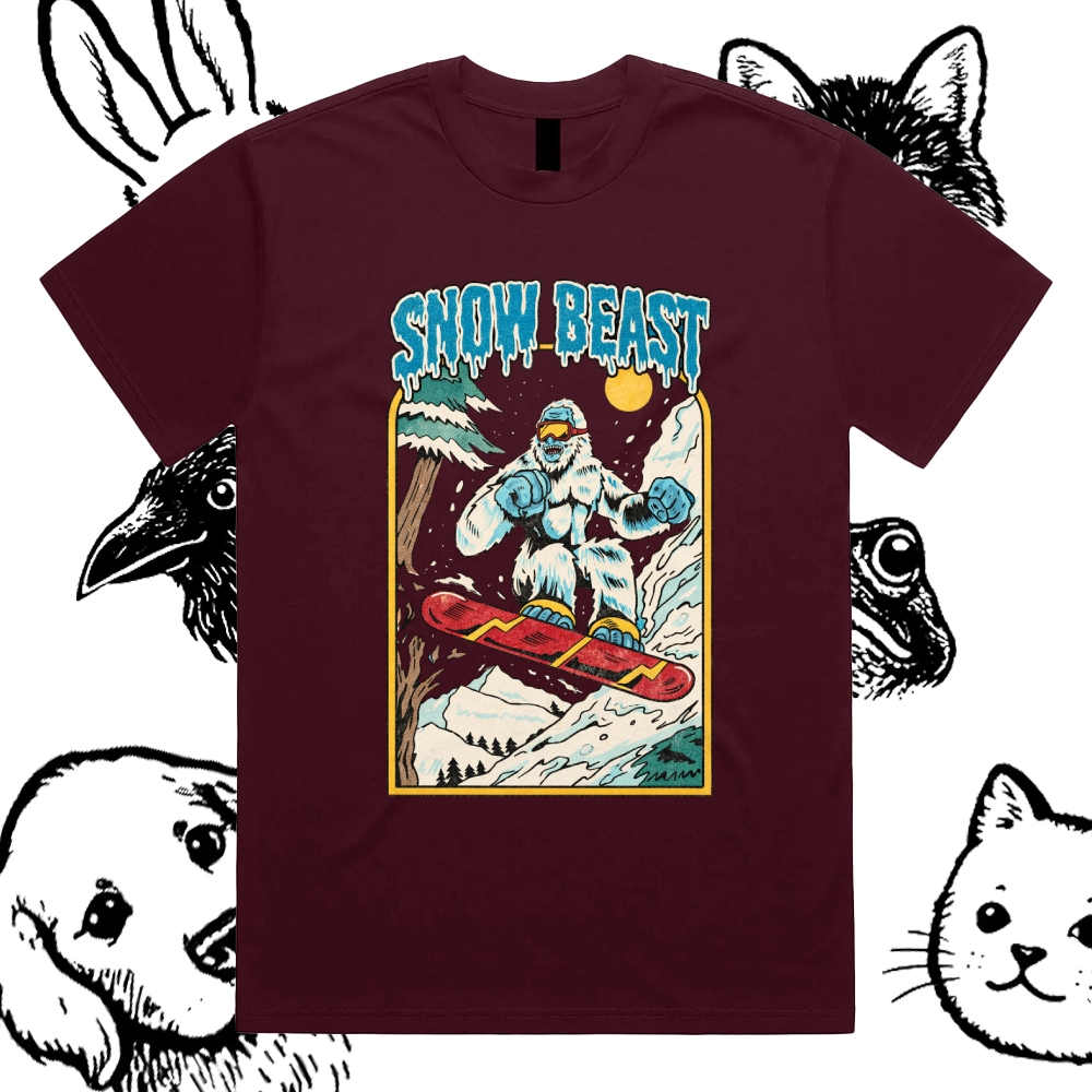 Snow Beast - Cotton Classic Fit Retro Dark Humor Graphic Tee