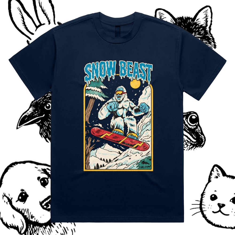 Snow Beast - Cotton Classic Fit Retro Dark Humor Graphic Tee