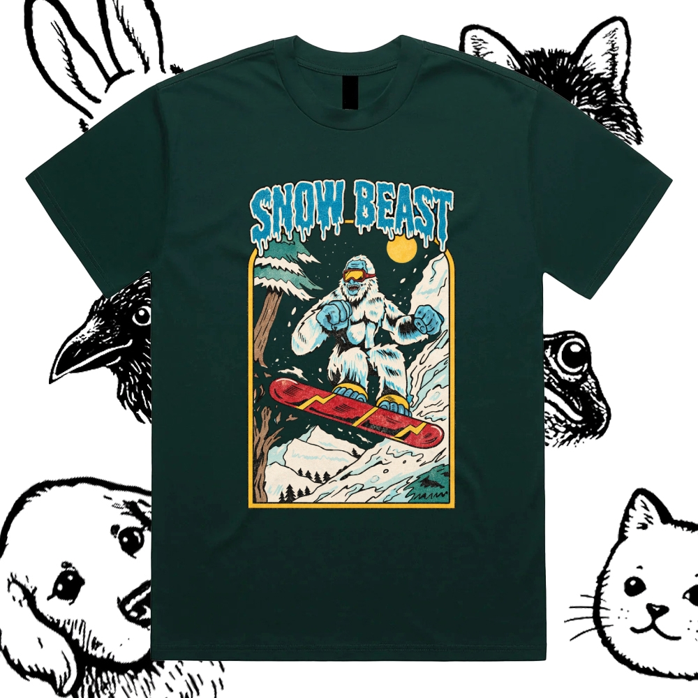 Snow Beast - Cotton Classic Fit Retro Dark Humor Graphic Tee