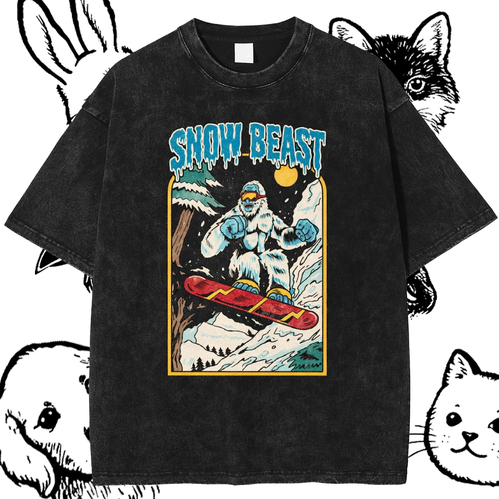 Snow Beast - Cotton Vintage Wash Classic Graphic Tee