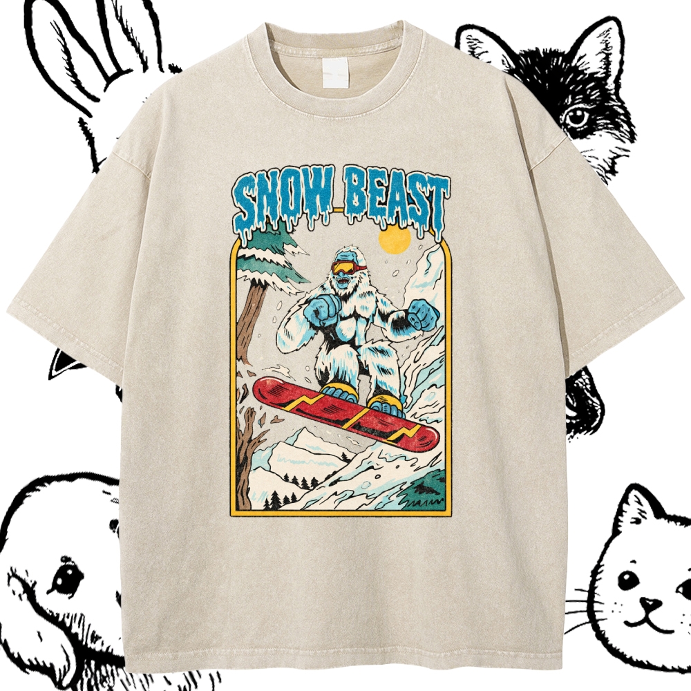 Snow Beast - Cotton Vintage Wash Classic Graphic Tee