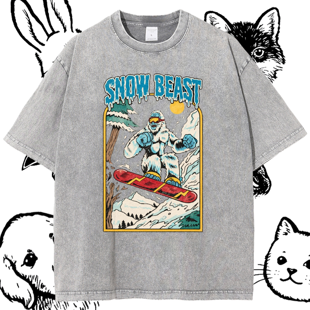 Snow Beast - Cotton Vintage Wash Classic Graphic Tee