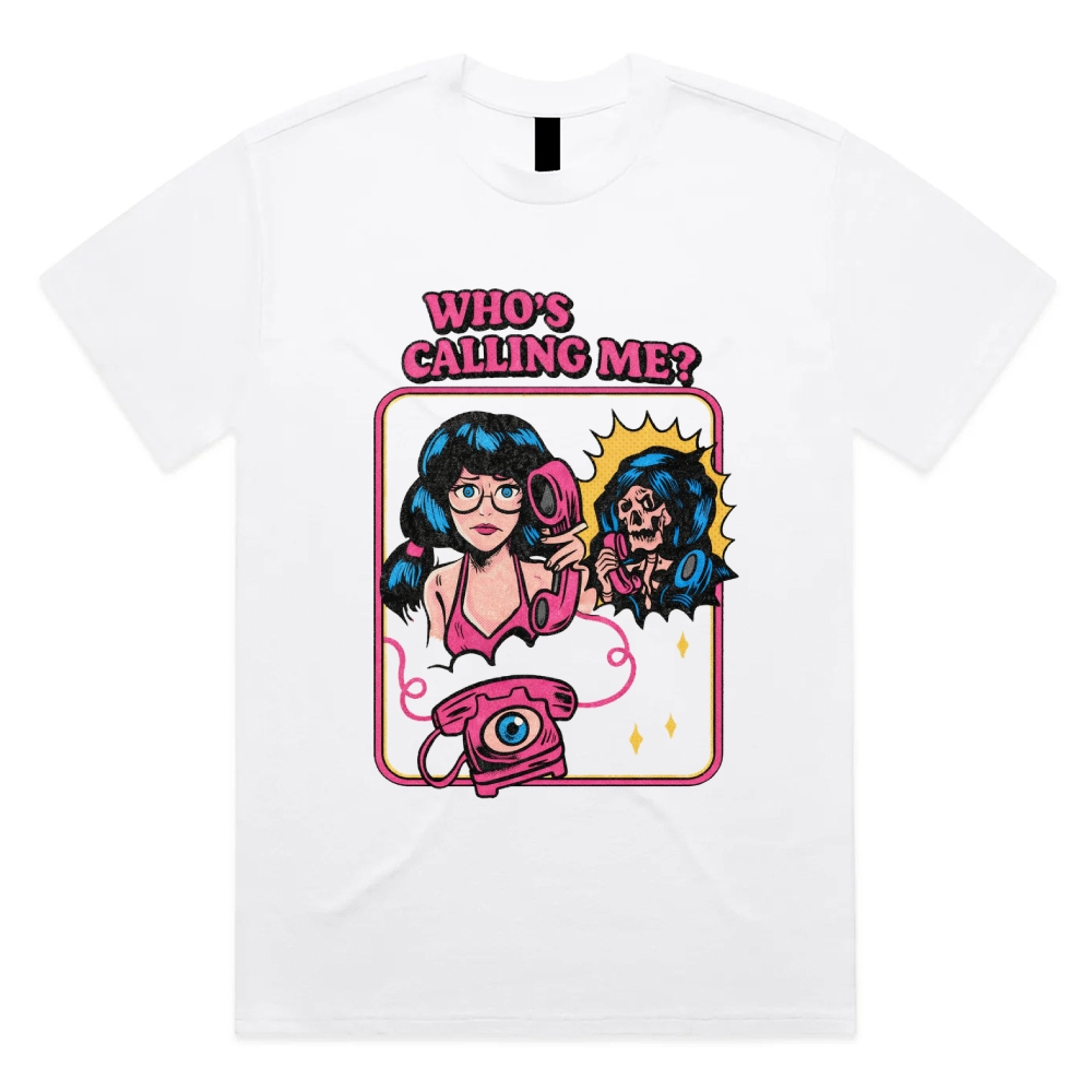 Who's Calling Me? - Cotton Classic Fit Retro Dark Humor Graphic Tee