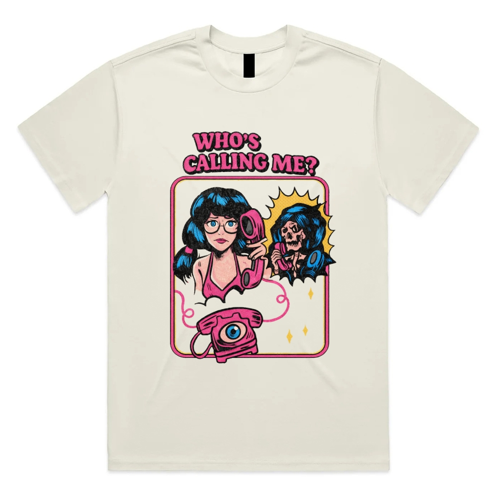 Who's Calling Me? - Cotton Classic Fit Retro Dark Humor Graphic Tee