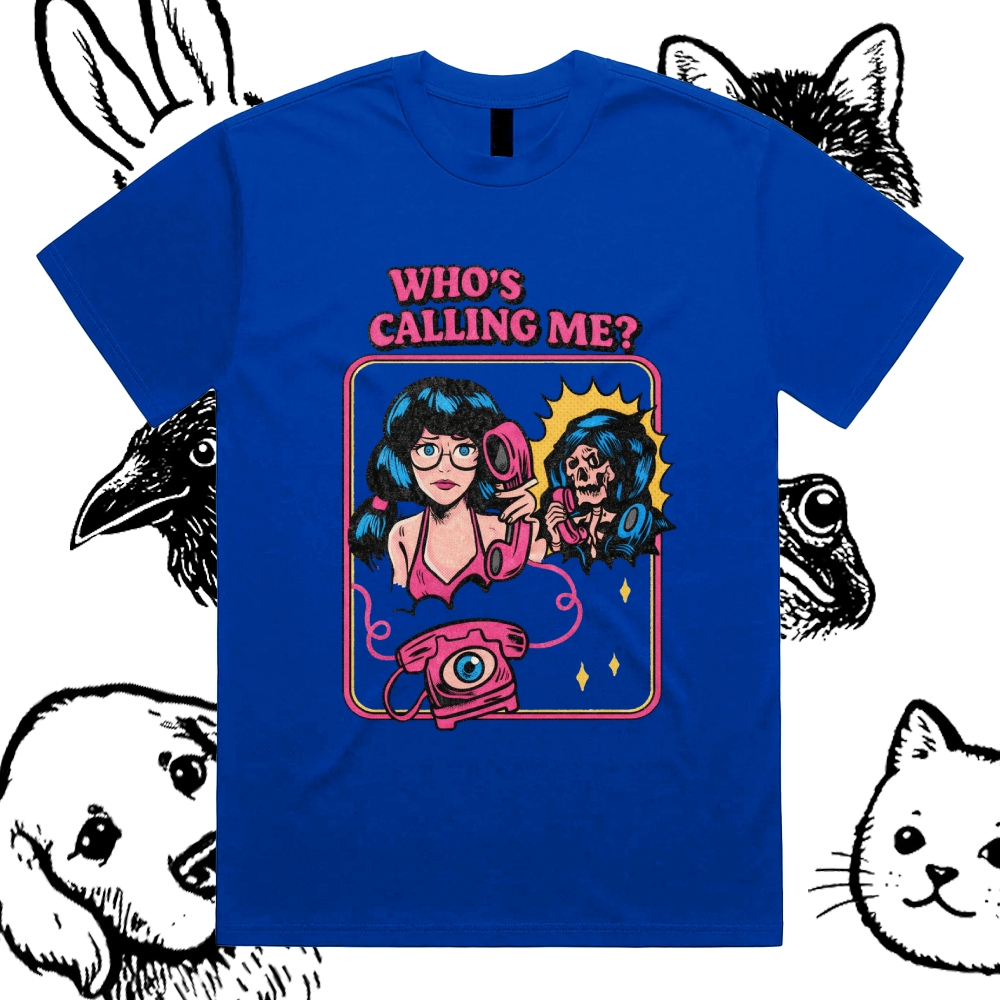 Who's Calling Me? - Cotton Classic Fit Retro Dark Humor Graphic Tee