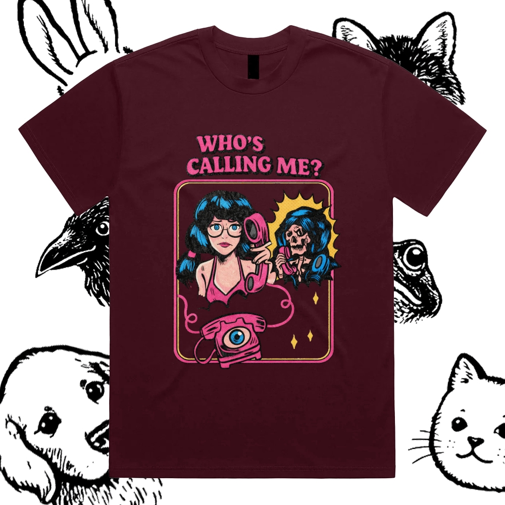 Who's Calling Me? - Cotton Classic Fit Retro Dark Humor Graphic Tee