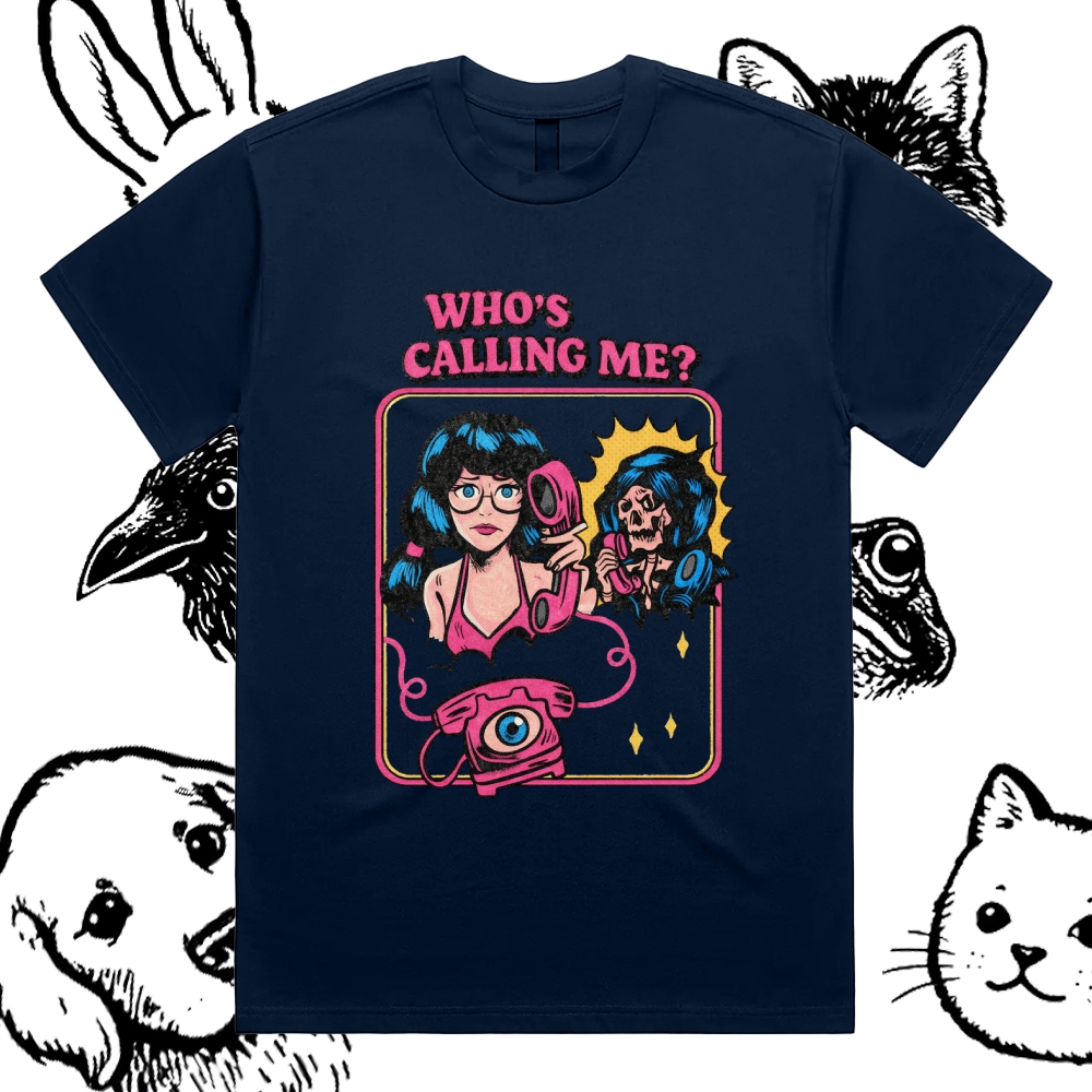 Who's Calling Me? - Cotton Classic Fit Retro Dark Humor Graphic Tee