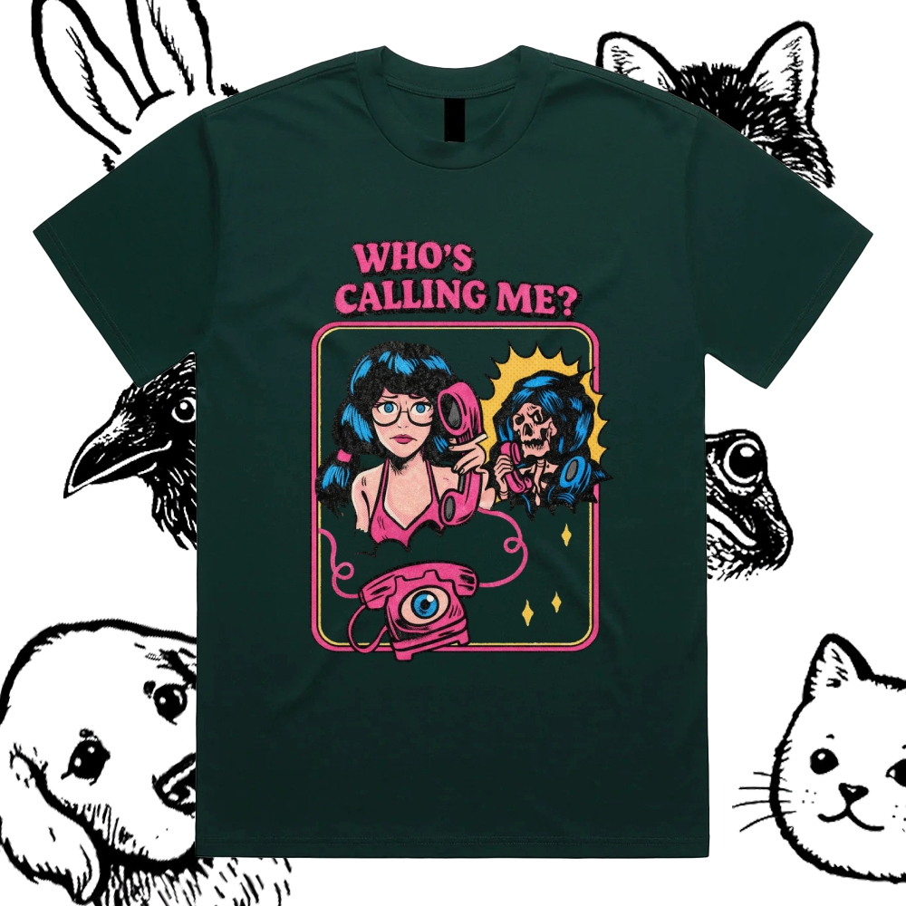 Who's Calling Me? - Cotton Classic Fit Retro Dark Humor Graphic Tee