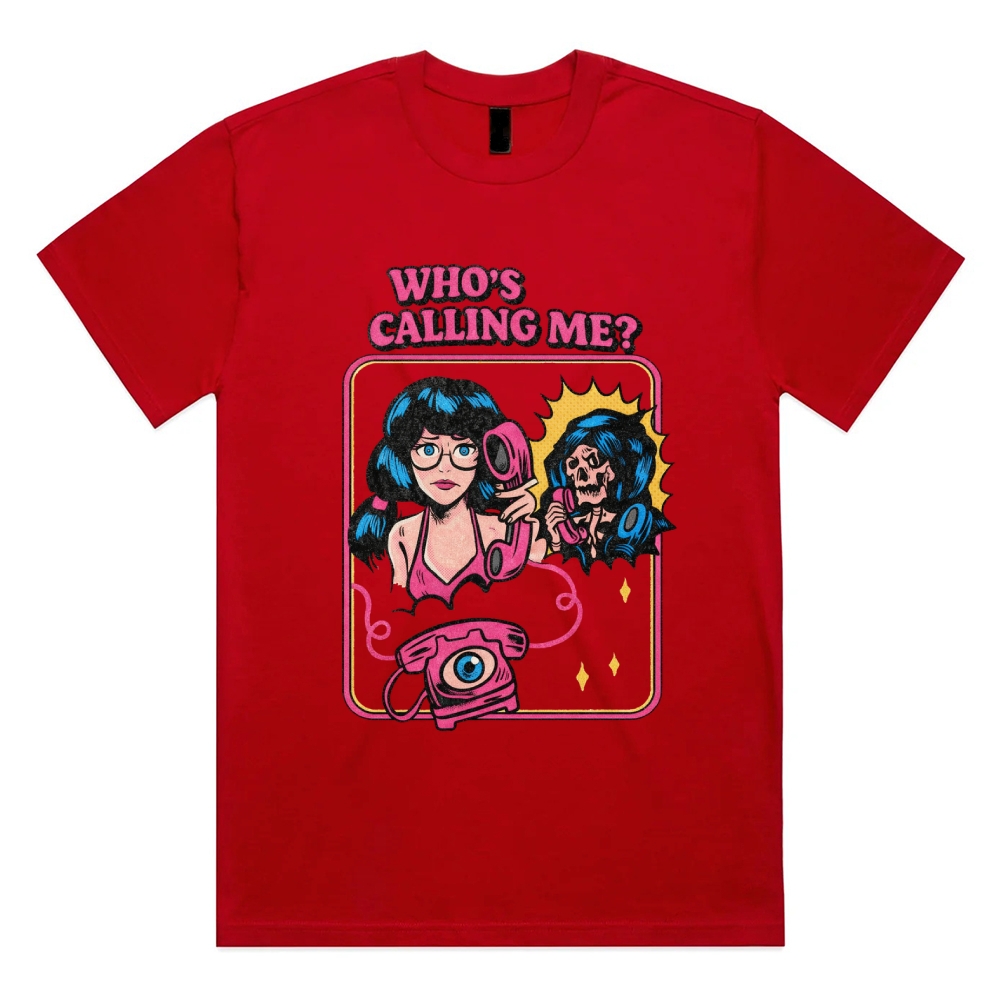 Who's Calling Me? - Cotton Classic Fit Retro Dark Humor Graphic Tee