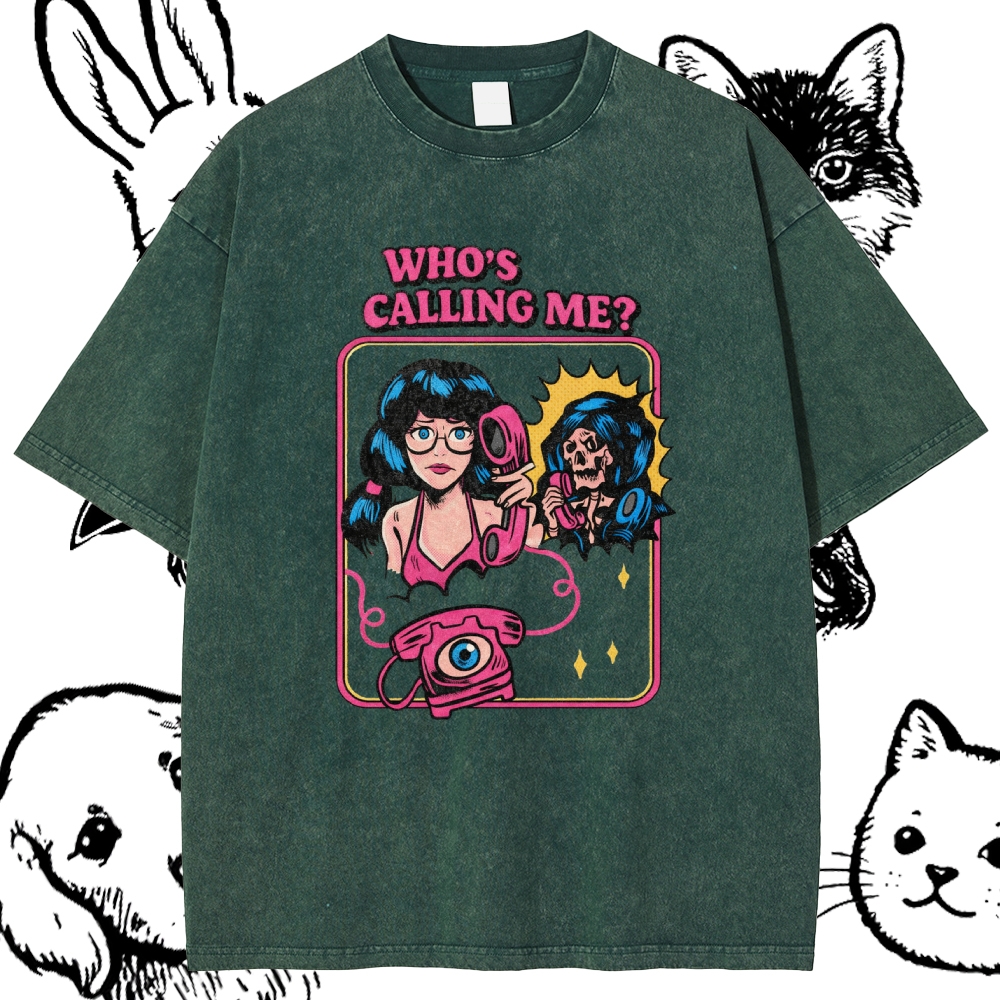 Who's Calling Me? - Cotton Vintage Wash Classic Graphic Tee