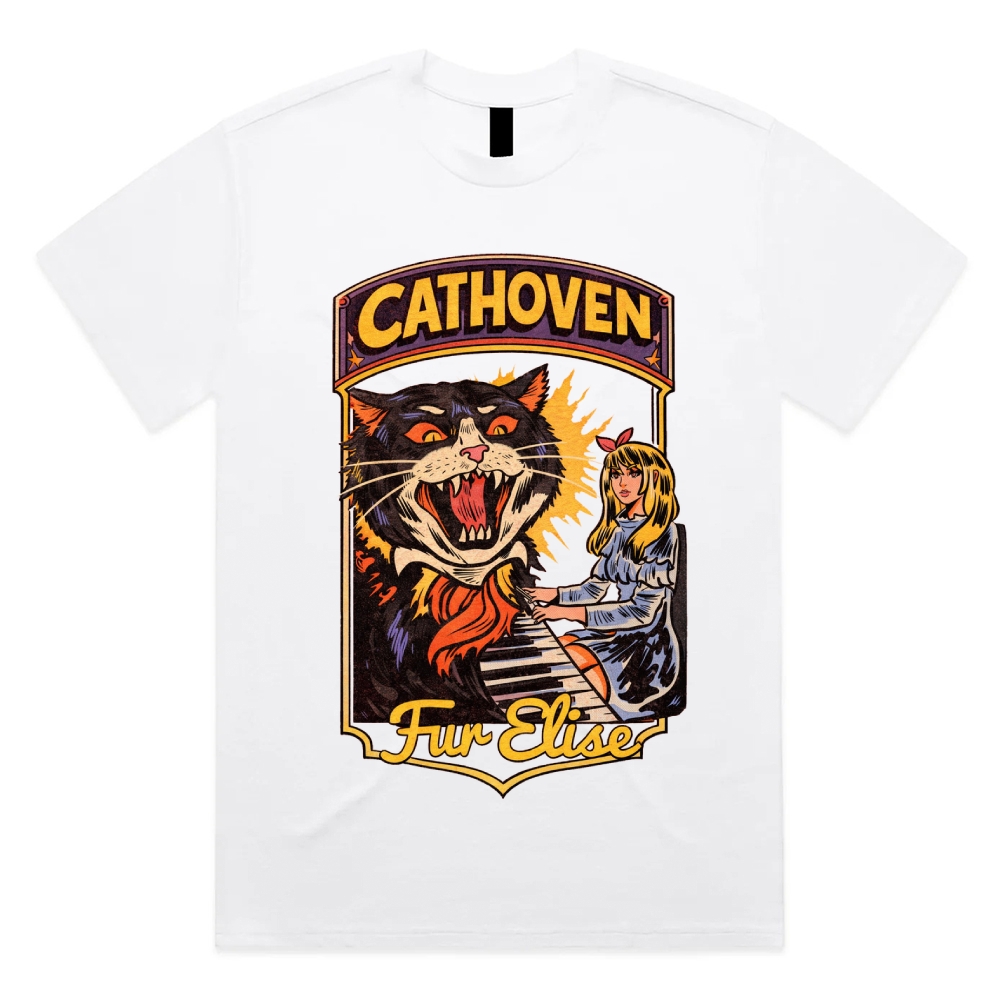 Cathoven Fur Elise - Cotton Classic Fit Retro Dark Humor Graphic Tee