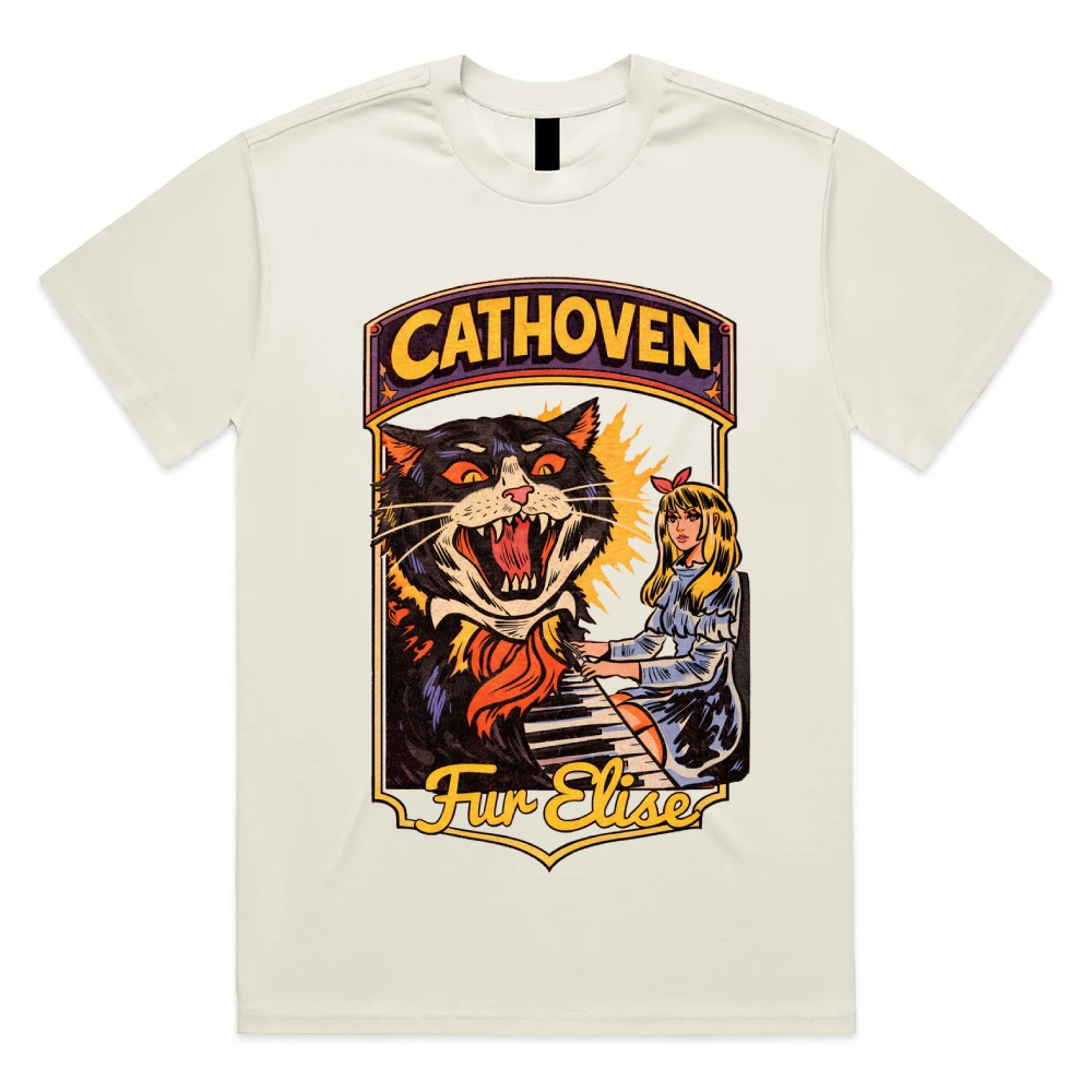 Cathoven Fur Elise - Cotton Classic Fit Retro Dark Humor Graphic Tee