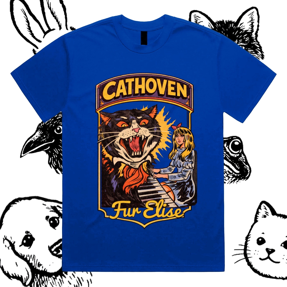 Cathoven Fur Elise - Cotton Classic Fit Retro Dark Humor Graphic Tee