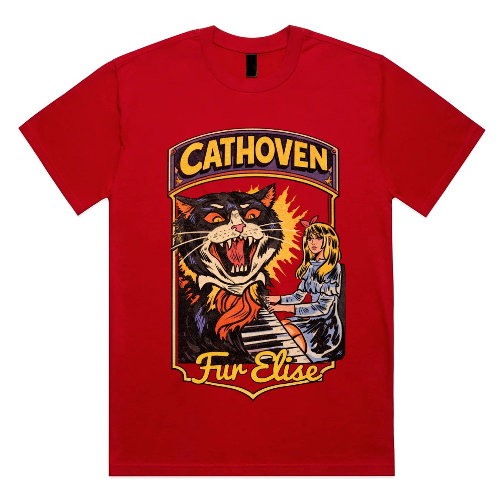 Cathoven Fur Elise - Cotton Classic Fit Retro Dark Humor Graphic Tee