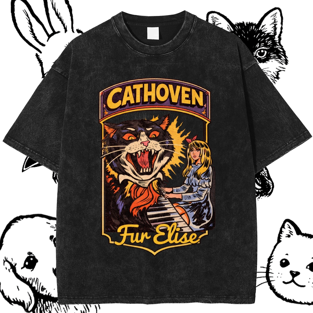 Cathoven Fur Elise - Cotton Vintage Wash Classic Graphic Tee