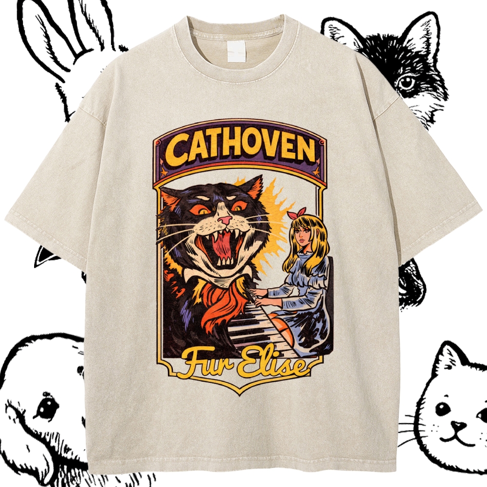 Cathoven Fur Elise - Cotton Vintage Wash Classic Graphic Tee
