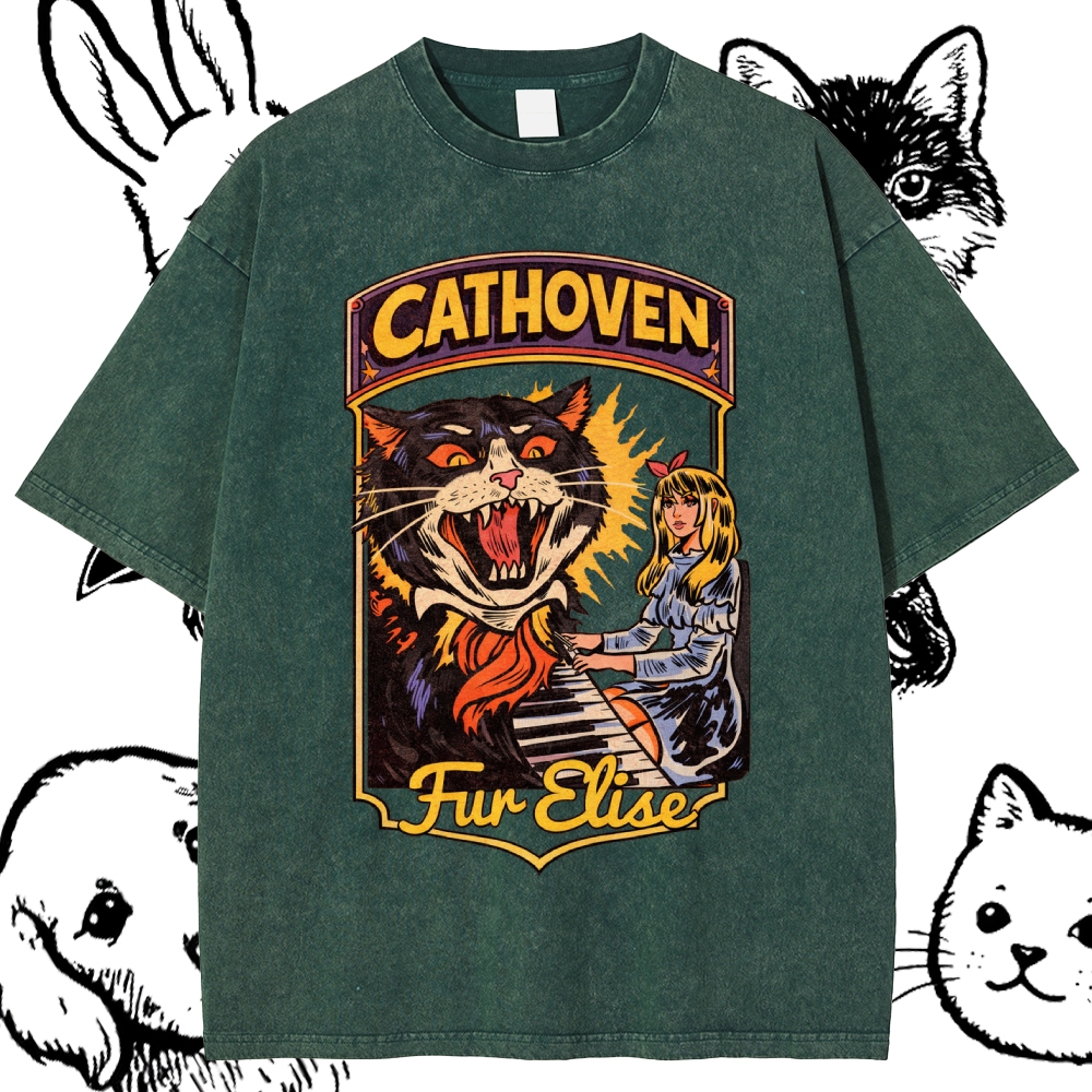 Cathoven Fur Elise - Cotton Vintage Wash Classic Graphic Tee
