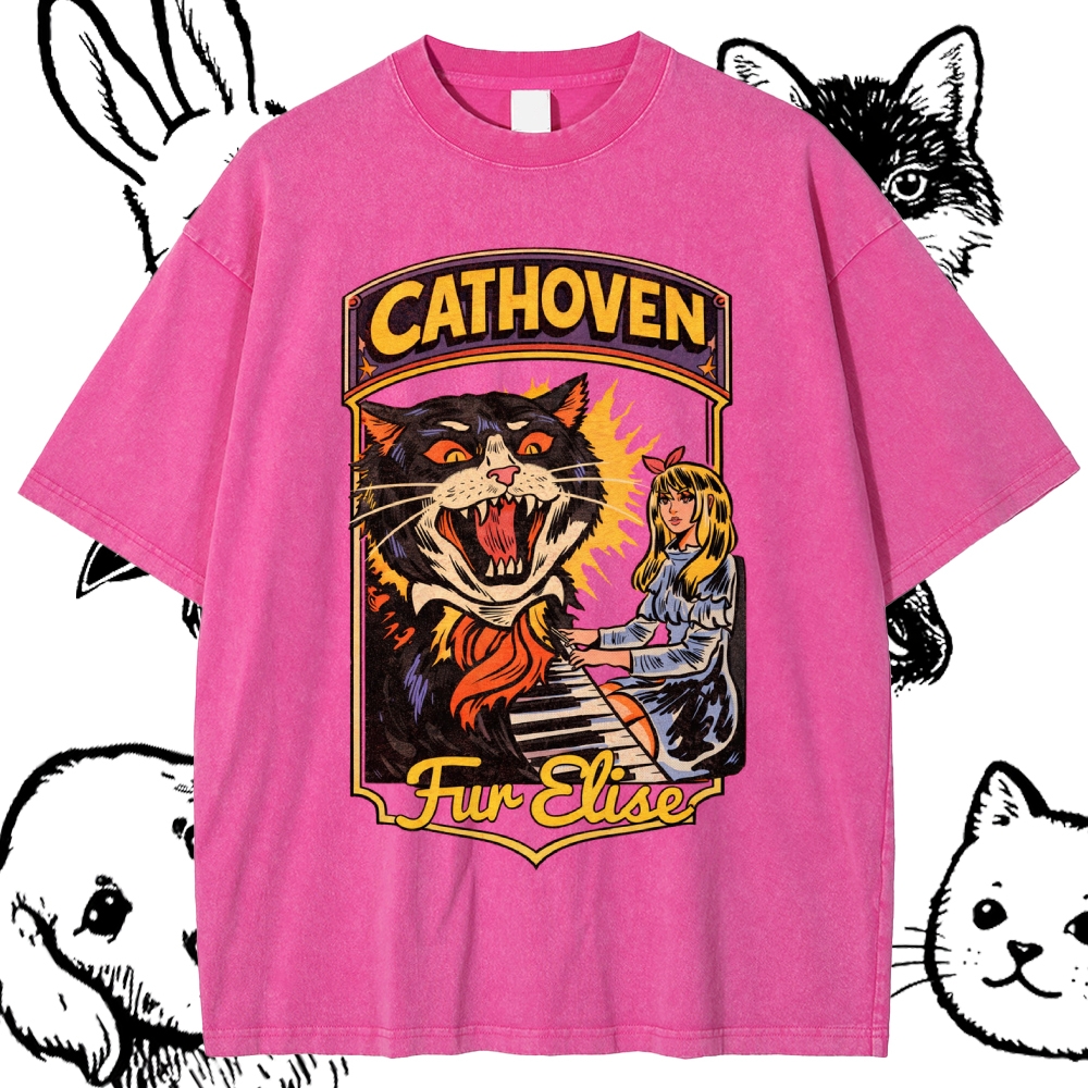 Cathoven Fur Elise - Cotton Vintage Wash Classic Graphic Tee
