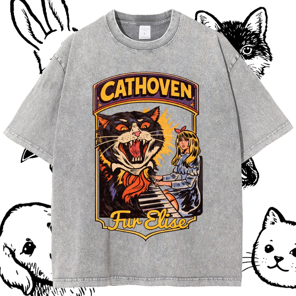 Cathoven Fur Elise - Cotton Vintage Wash Classic Graphic Tee