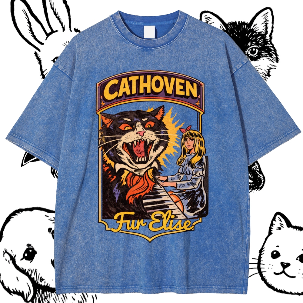 Cathoven Fur Elise - Cotton Vintage Wash Classic Graphic Tee