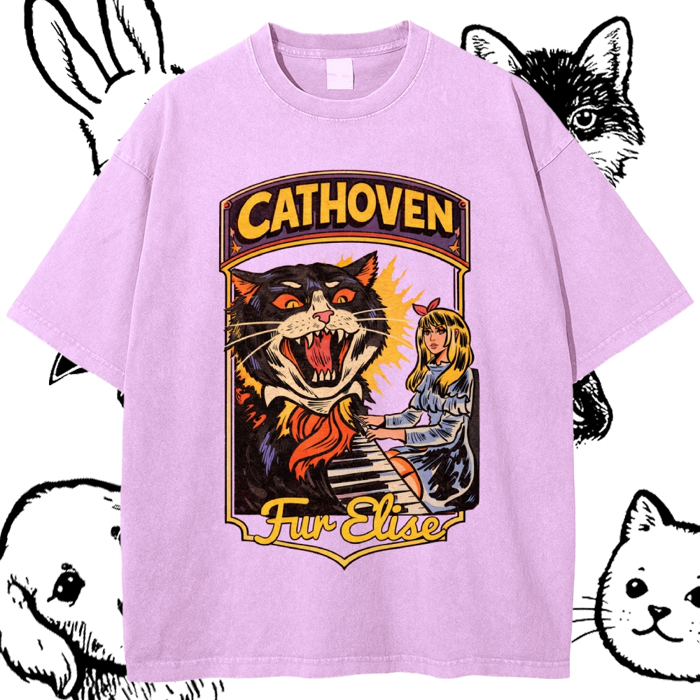 Cathoven Fur Elise - Cotton Vintage Wash Classic Graphic Tee