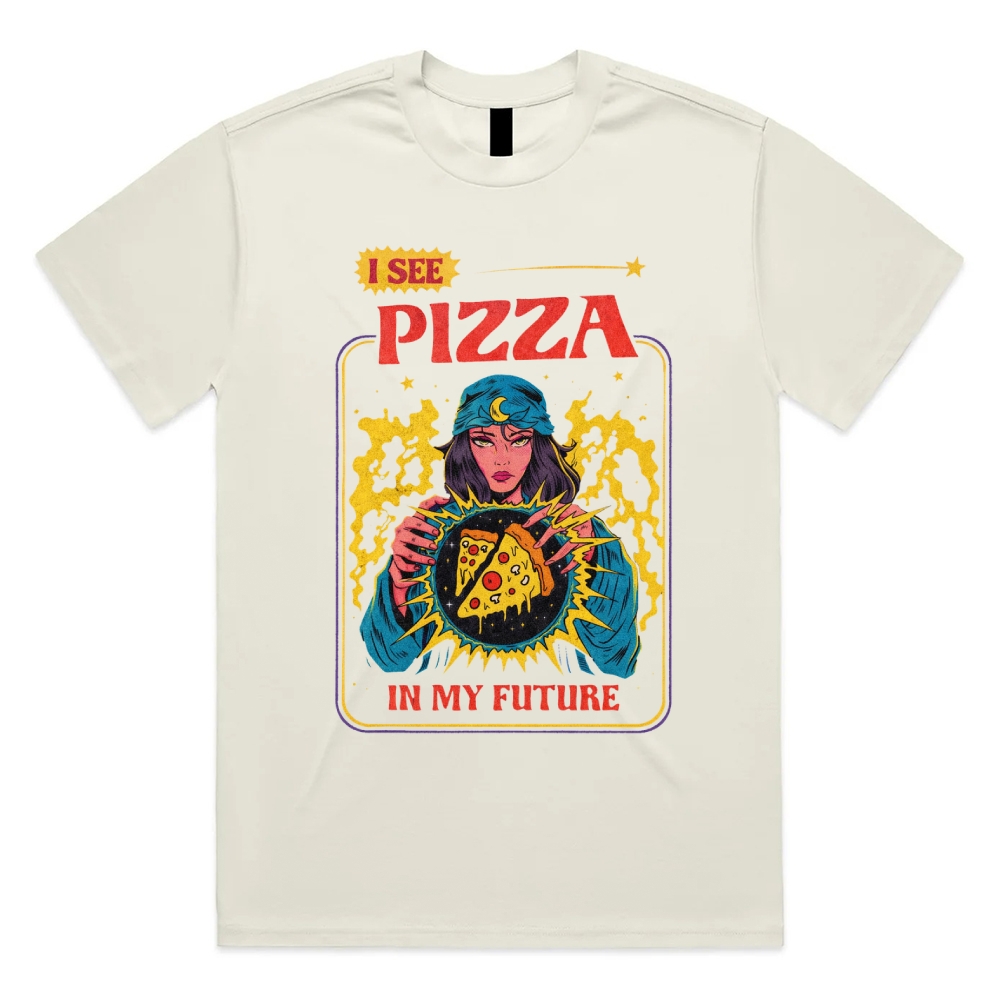 I See Pizza In My Future - Cotton Classic Fit Retro Dark Humor Graphic Tee