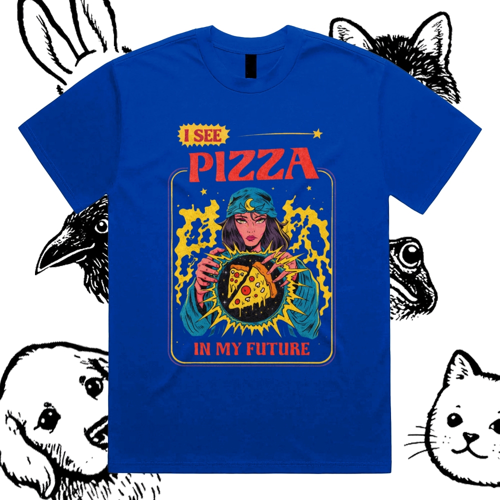I See Pizza In My Future - Cotton Classic Fit Retro Dark Humor Graphic Tee