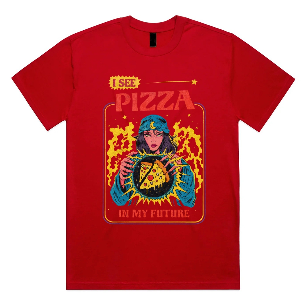 I See Pizza In My Future - Cotton Classic Fit Retro Dark Humor Graphic Tee