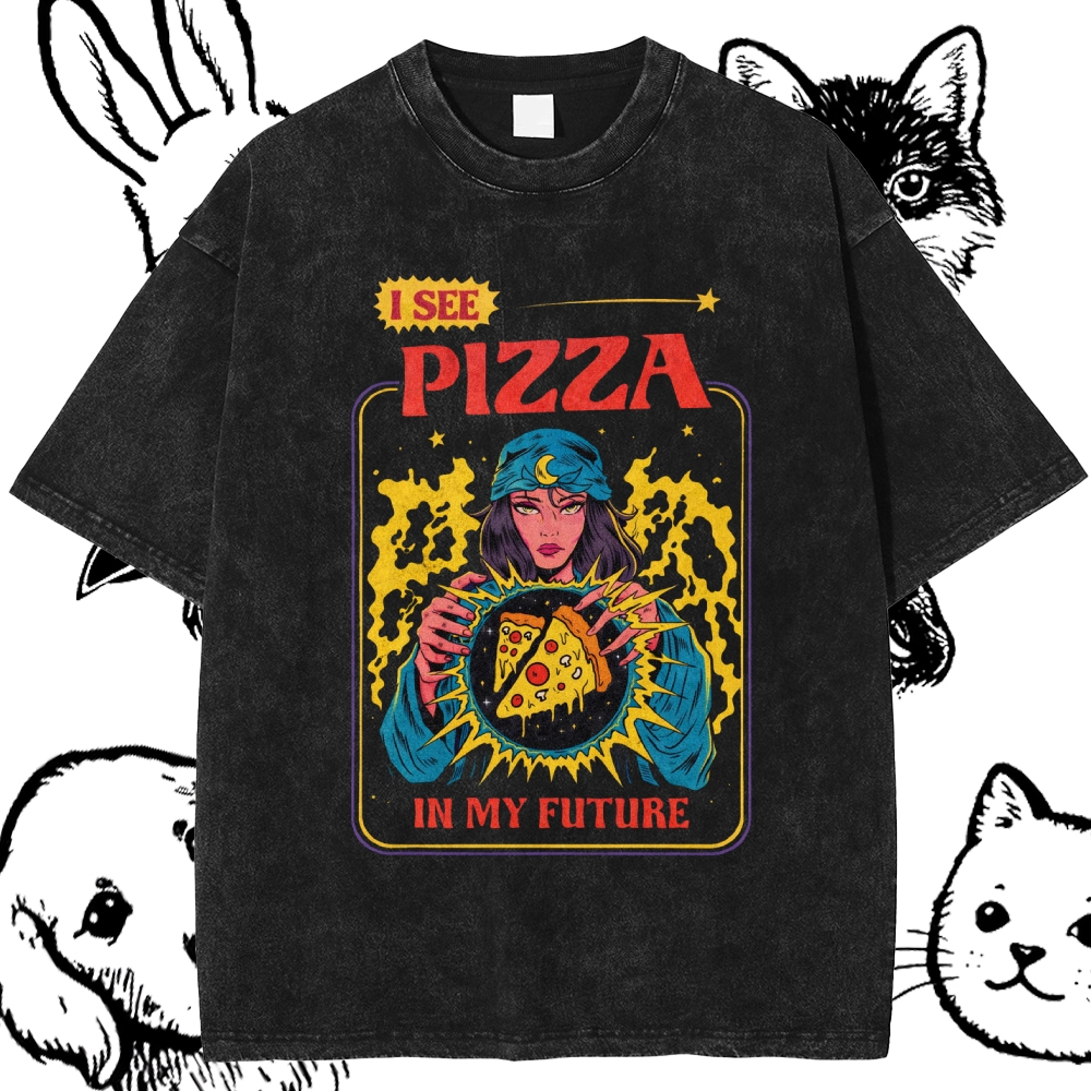 I See Pizza In My Future - Cotton Vintage Wash Classic Graphic Tee