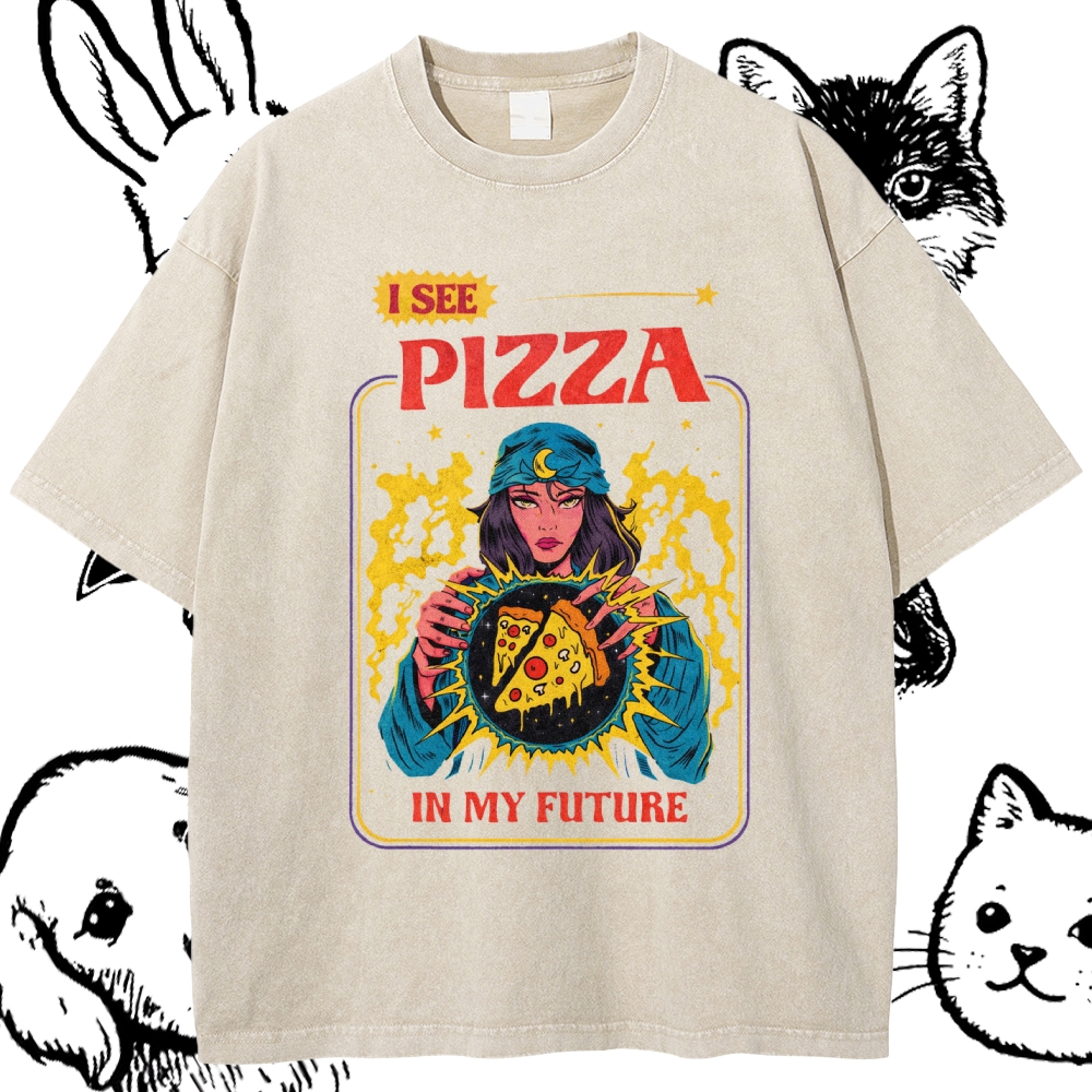 I See Pizza In My Future - Cotton Vintage Wash Classic Graphic Tee