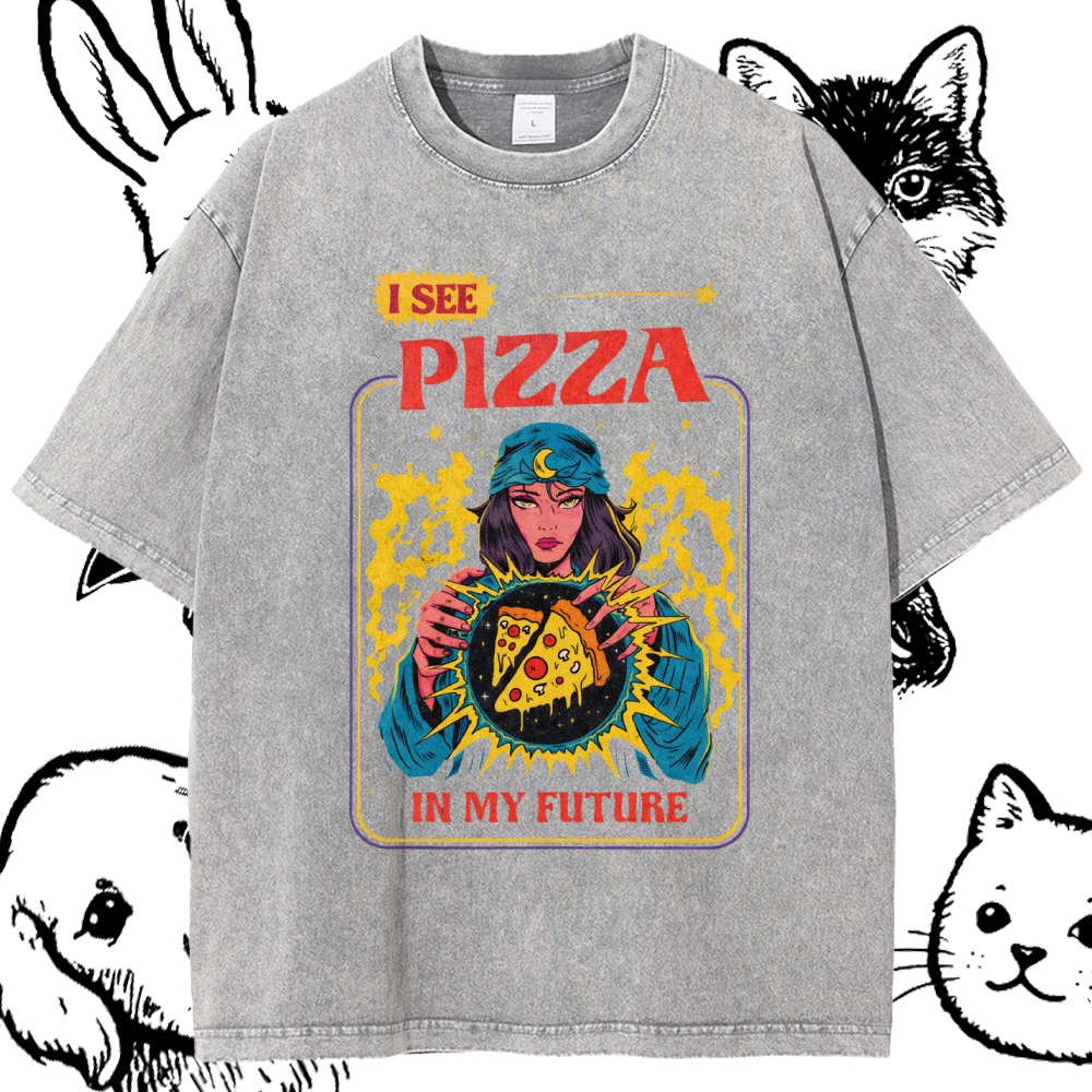 I See Pizza In My Future - Cotton Vintage Wash Classic Graphic Tee