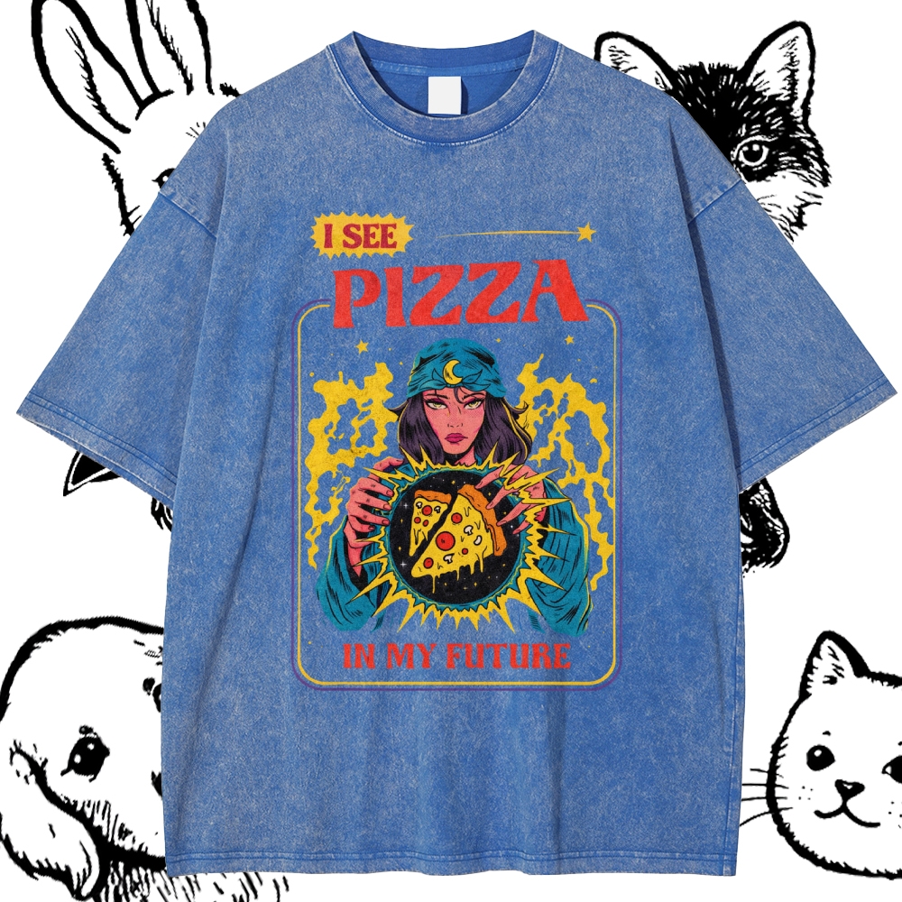 I See Pizza In My Future - Cotton Vintage Wash Classic Graphic Tee