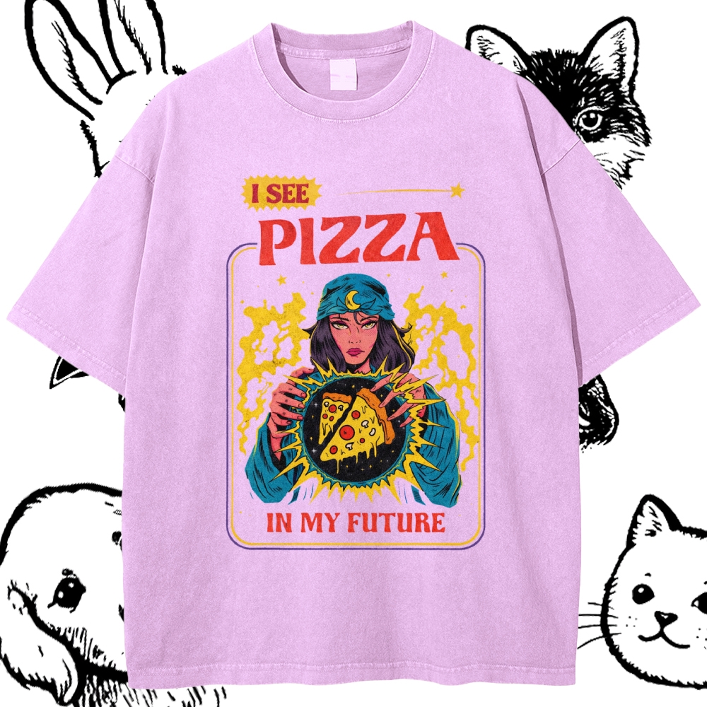 I See Pizza In My Future - Cotton Vintage Wash Classic Graphic Tee
