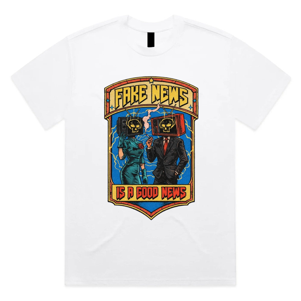 Fake News Is A Good News - Cotton Classic Fit Retro Dark Humor Graphic Tee