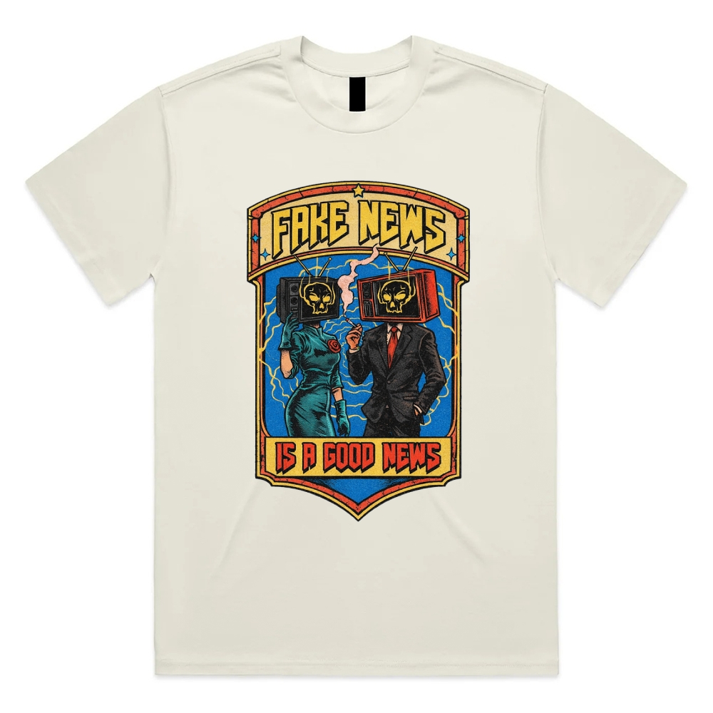 Fake News Is A Good News - Cotton Classic Fit Retro Dark Humor Graphic Tee