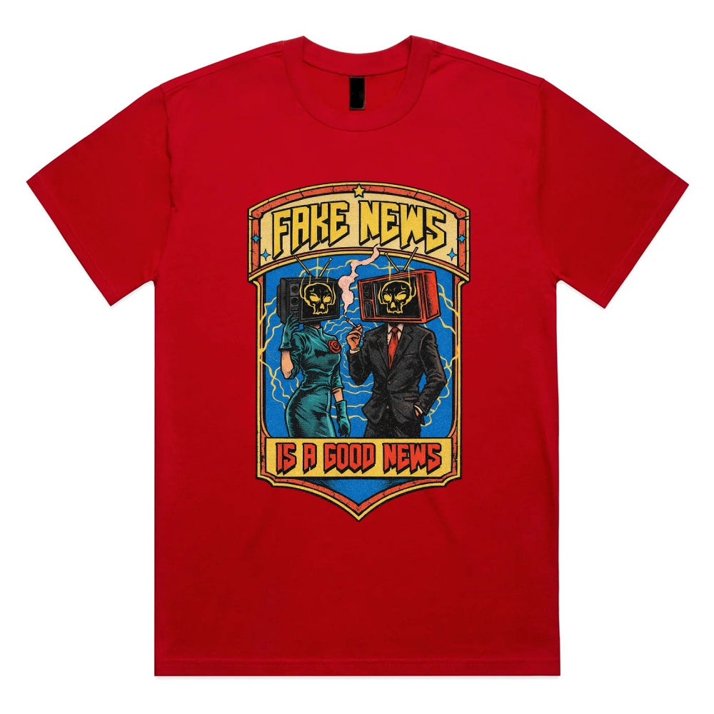 Fake News Is A Good News - Cotton Classic Fit Retro Dark Humor Graphic Tee