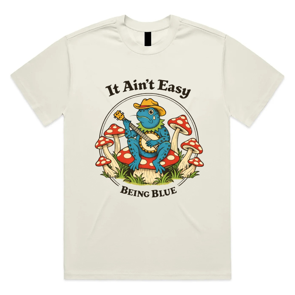 It Ain't Easy Being Blue - Cotton Classic Fit Retro Dark Humor Graphic Tee
