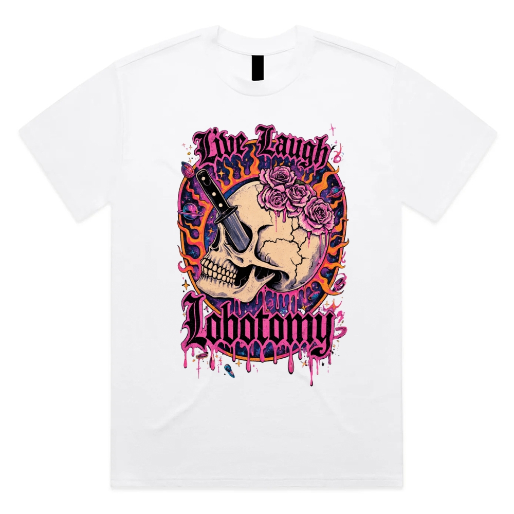 Psychedelic Gothic Skull Cotton Classic Fit Retro Dark Humor Graphic Tee