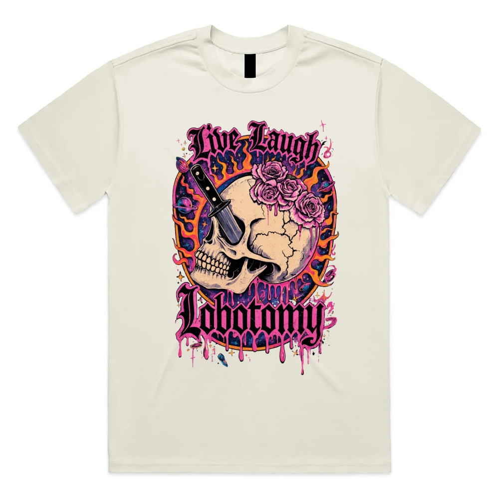 Psychedelic Gothic Skull Cotton Classic Fit Retro Dark Humor Graphic Tee