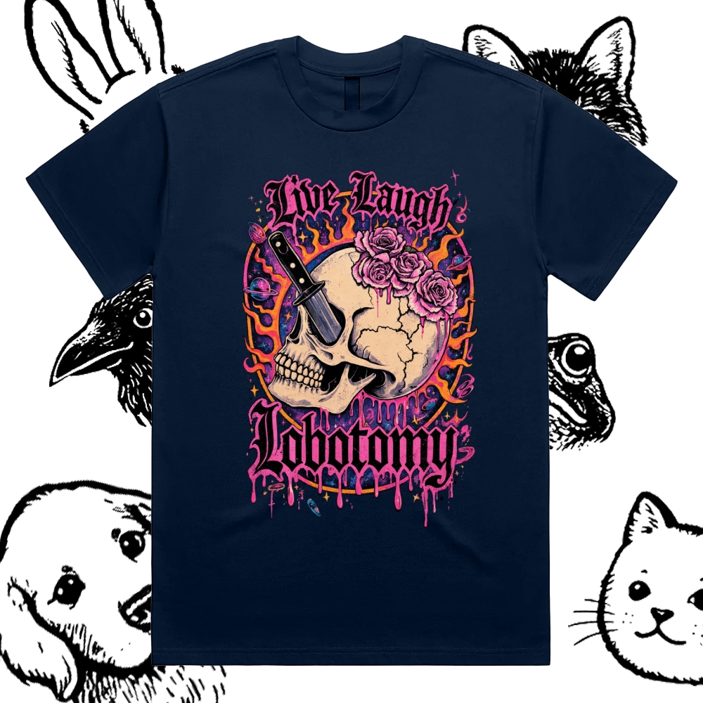 Psychedelic Gothic Skull Cotton Classic Fit Retro Dark Humor Graphic Tee