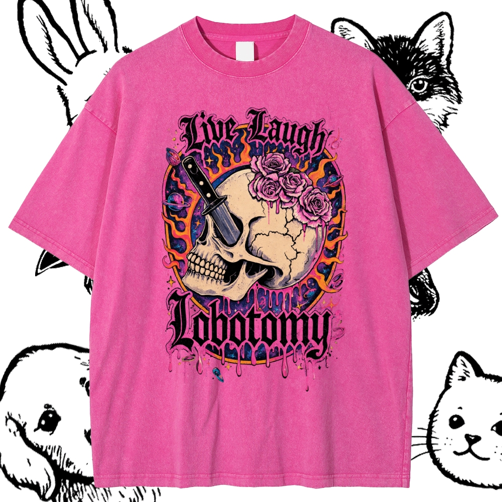 Psychedelic Gothic Skull Cotton Vintage Wash Classic Graphic Tee