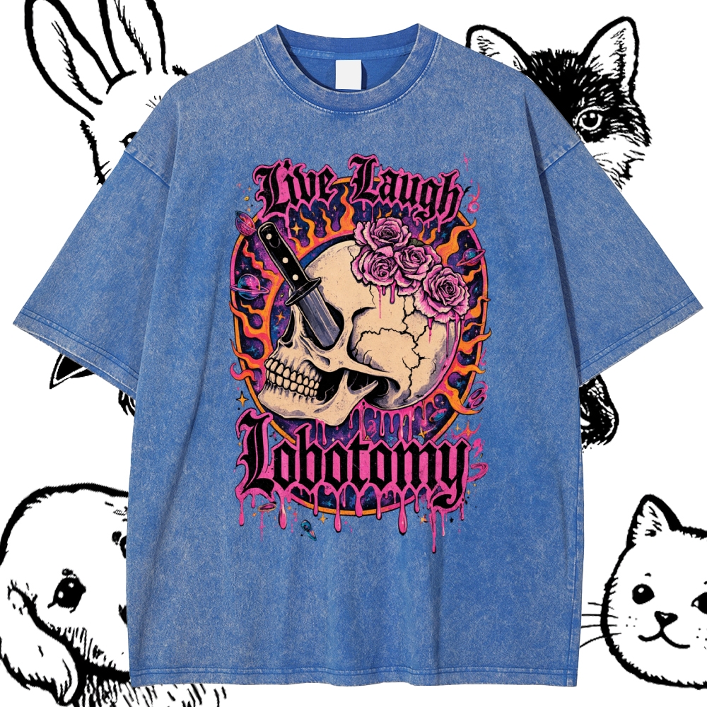 Psychedelic Gothic Skull Cotton Vintage Wash Classic Graphic Tee