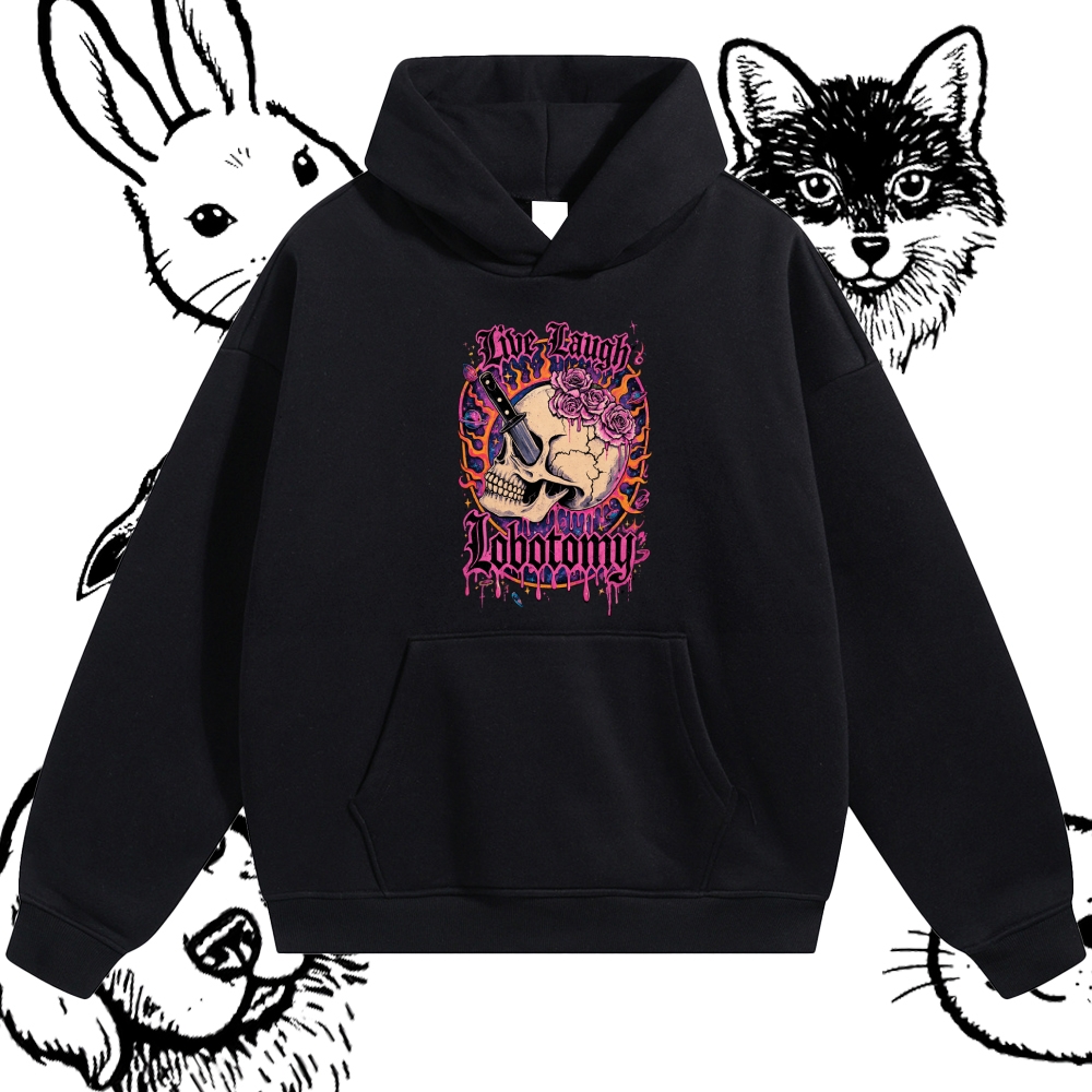 Psychedelic Gothic Skull Cotton Blend Classic Fit Unisex Hoodie