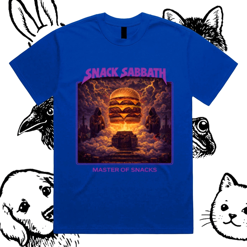 Snack Sabbath Burger Ritual Cotton Classic Fit Retro Dark Humor Graphic Tee