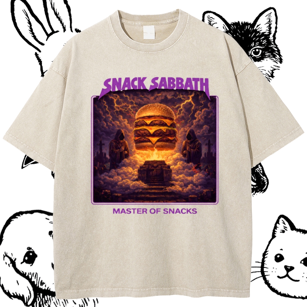 Snack Sabbath Burger Ritual  Cotton Vintage Wash Classic Graphic Tee